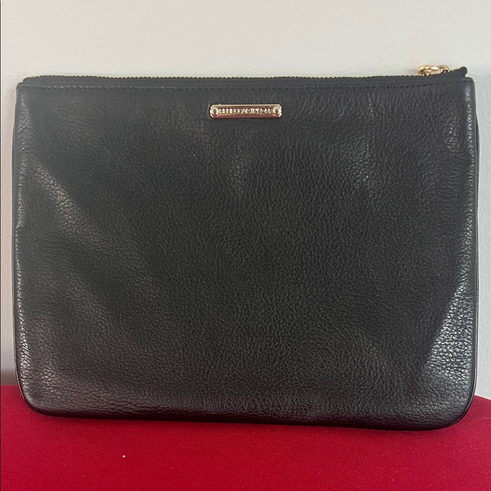 Rebecca Minkoff Black Leather lined Cosmetic Bag